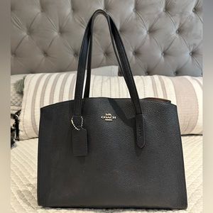 Coach Charlie Carryall Bag (Large, Pebble Leather Black)